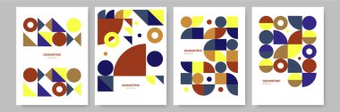 Modern abstract geometric poster cover. Minimal retro boho bauhaus composition shapes design. Colorful geometric background. Vector illustration.