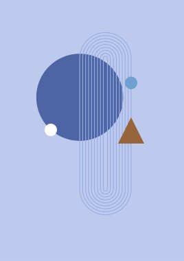 Flat bauhaus memphis blue colorful abstract design background