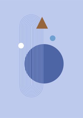 Flat bauhaus memphis blue colorful abstract design background