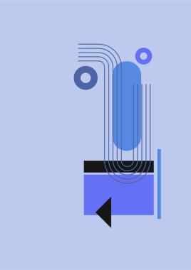 Flat bauhaus memphis blue colorful abstract design background