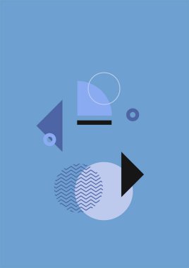 Flat bauhaus memphis blue colorful abstract design background