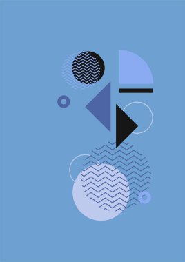 Flat bauhaus memphis blue colorful abstract design background