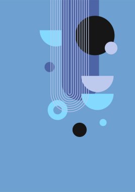 Flat bauhaus memphis blue colorful abstract design background