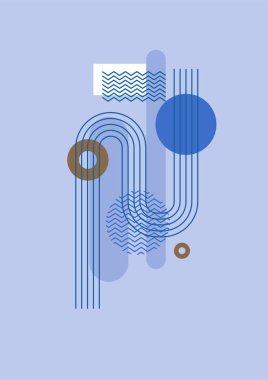 Flat bauhaus memphis blue colorful abstract design background