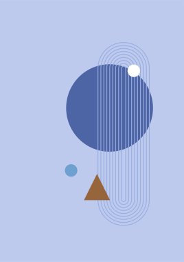 Flat bauhaus memphis blue colorful abstract design background