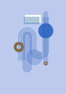 Flat bauhaus memphis blue colorful abstract design background