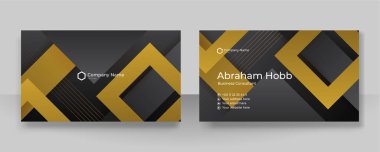 Modern creative and clean business card template. Luxury business card design template. Elegant dark black background with abstract golden shiny wavy lines. Vector illustration