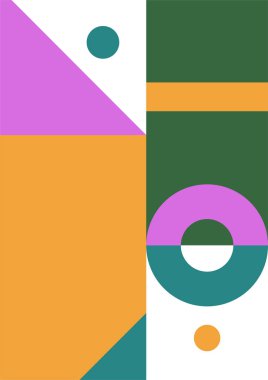 Flat bauhaus memphis green orange colorful abstract design background