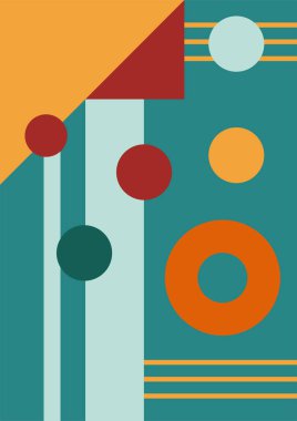 Flat bauhaus memphis green orange colorful abstract design background
