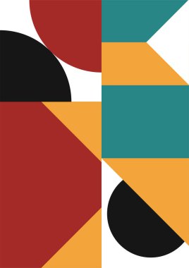 Flat bauhaus memphis green orange colorful abstract design background
