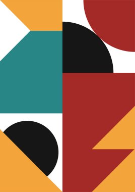 Flat bauhaus memphis green orange colorful abstract design background