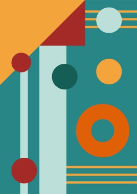 Flat bauhaus memphis green orange colorful abstract design background