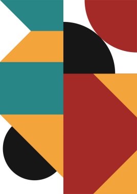 Flat bauhaus memphis green orange colorful abstract design background