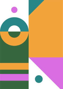 Flat bauhaus memphis green orange colorful abstract design background