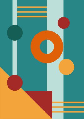 Flat bauhaus memphis green orange colorful abstract design background