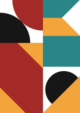 Flat bauhaus memphis green orange colorful abstract design background