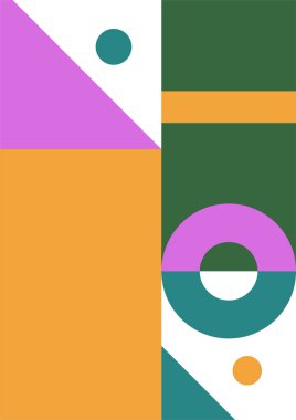 Flat bauhaus memphis green orange colorful abstract design background