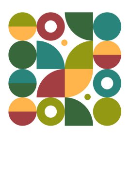 Flat bauhaus memphis green orange colorful abstract design background