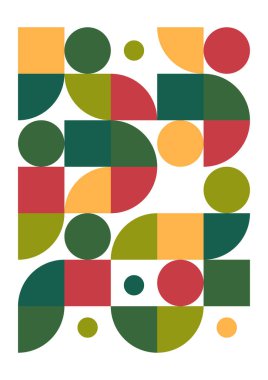 Flat bauhaus memphis green orange colorful abstract design background