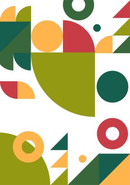 Flat bauhaus memphis green orange colorful abstract design background