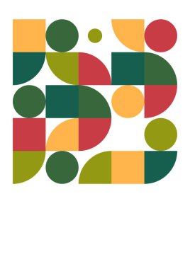 Flat bauhaus memphis green orange colorful abstract design background