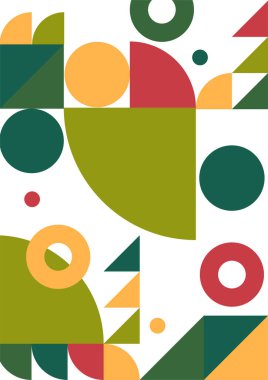 Flat bauhaus memphis green orange colorful abstract design background
