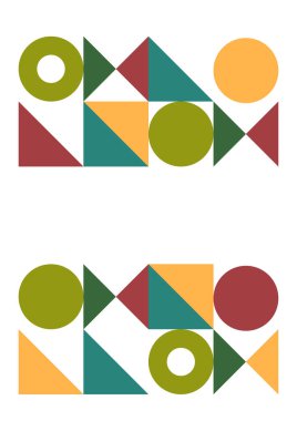 Flat bauhaus memphis green orange colorful abstract design background