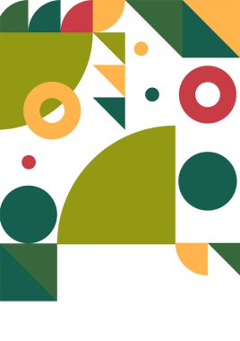 Flat bauhaus memphis green orange colorful abstract design background