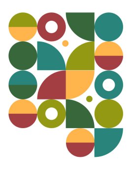 Flat bauhaus memphis green orange colorful abstract design background