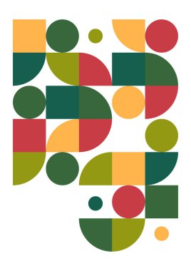 Flat bauhaus memphis green orange colorful abstract design background