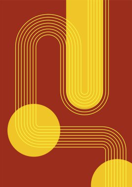 Flat bauhaus memphis brown yellow colorful abstract design background