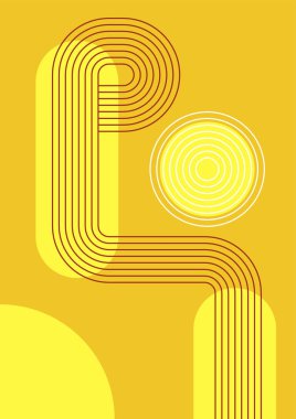 Flat bauhaus memphis brown yellow colorful abstract design background