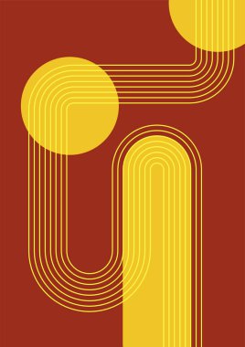 Flat bauhaus memphis brown yellow colorful abstract design background