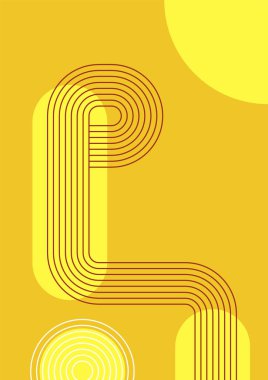 Flat bauhaus memphis yellow brown colorful abstract design background