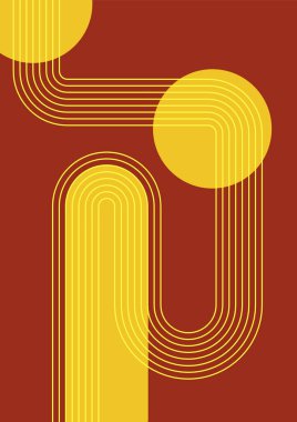 Flat bauhaus memphis yellow brown colorful abstract design background