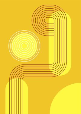 Flat bauhaus memphis yellow brown colorful abstract design background