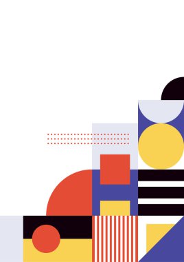 Colorful bauhaus memphis abstract design background