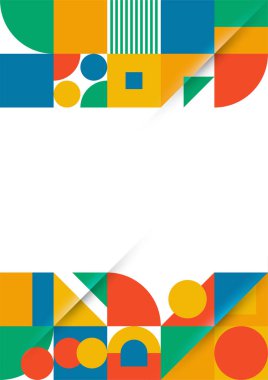 Colorful bauhaus memphis abstract design background