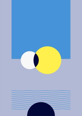 Modern bauhaus memphis blue colorful abstract design background