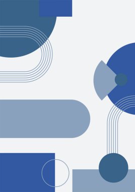 Modern bauhaus memphis blue colorful abstract design background