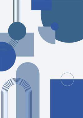 Modern bauhaus memphis blue colorful abstract design background