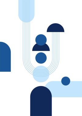 Modern bauhaus memphis blue colorful abstract design background