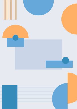 Modern bauhaus memphis blue colorful abstract design background