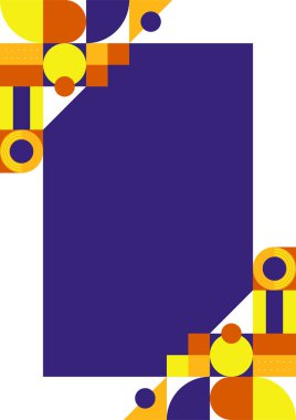 Modern bauhaus memphis purple and yellow colorful abstract design background