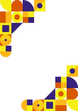 Modern bauhaus memphis purple and yellow colorful abstract design background