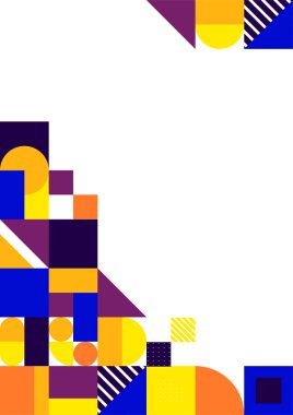 Modern bauhaus memphis purple and yellow colorful abstract design background