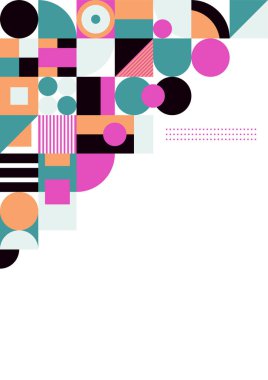 Modern bauhaus memphis pink tosca colorful abstract design background