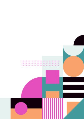 Modern bauhaus memphis pink tosca colorful abstract design background