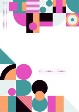 Modern bauhaus memphis pink tosca colorful abstract design background