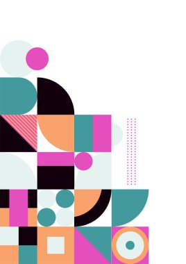 Modern bauhaus memphis pink tosca colorful abstract design background